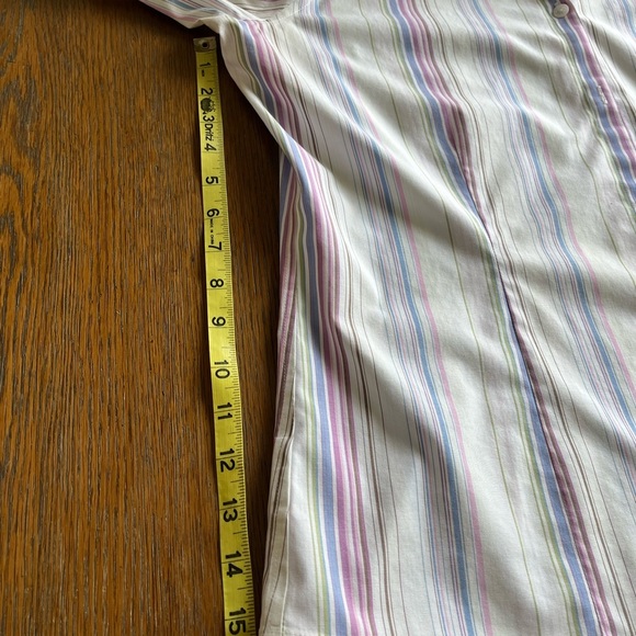 Eddie Bauer Pink and Blue Striped Button Down Blouse 3/4 Sleeves Size Large - Picture 10 of 14